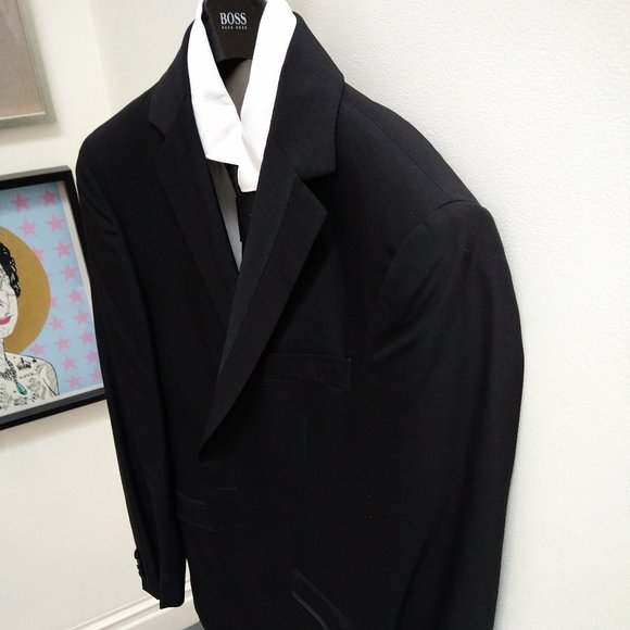 Black Toxedo Jacket tailored fit Size 42 - Picture 2 of 7